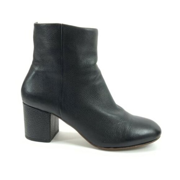 Splendid Pebbled Leather Ankle Block Heel Bootie Black 9.5 - Picture 2 of 11